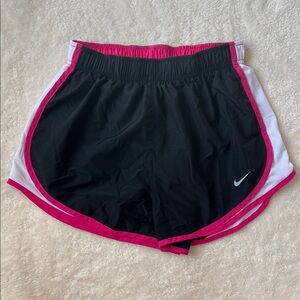 Nike Women's Black Shorts with Pink and White Accents